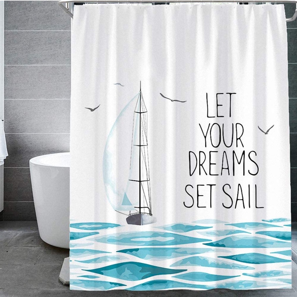 Ocean boat Let your dreams set sail Fabric Shower Curtain with Hooks Heavy Duty